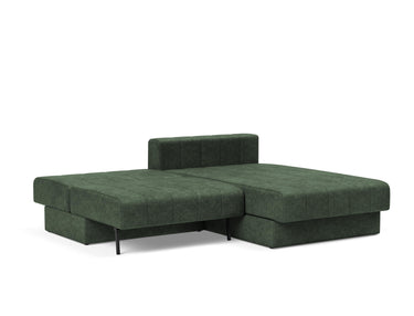 Akello sovesofa med chaiselong i 281 Avella Pine Green, slået ud til seng