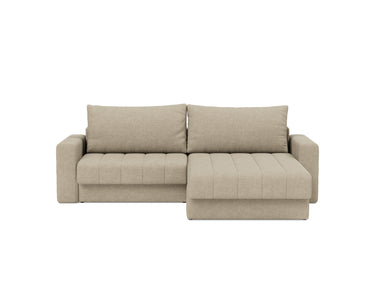 Akello sovesofa med chaiselong og armlæn i 356 Taura Sand, set forfra