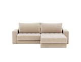 Akello sovesofa med chaiselong og armlæn i 410 Esina Almond, set forfra