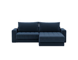 Akello sovesofa med chaiselong og armlæn i 414 Esina Indigo Blue, set forfra