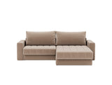 Akello sovesofa med chaiselong og armlæn i 417 Esina Mocha, set forfra