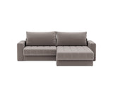 Akello sovesofa med chaiselong og armlæn i 418 Esina Truffle, set forfra