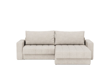 Akello sovesofa med chaiselong og armlæn i 470 Yuveno Natural, set forfra