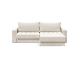 Akello sovesofa med chaiselong og armlæn i 531 Bouclé Off White, set forfra