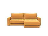 Akello sovesofa med chaiselong og armlæn i 536 Bouclé Ochre, set forfra