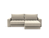Akello sovesofa med chaiselong og armlæn i 539 Bouclé Beige, set forfra