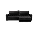 Akello sovesofa med chaiselong og armlæn i 550 Faunal Black, set forfra