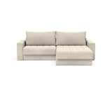 Akello sovesofa med chaiselong og armlæn i 594 Corduroy Ivory, set forfra