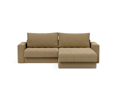 Akello sovesofa med chaiselong og armlæn i 860 Yogia Olive Brown, set forfra