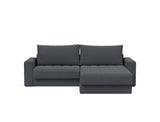 Akello sovesofa med chaiselong og armlæn i 894 Mozart Grey Bronze, set forfra
