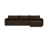 Newilla sovesofa med chaiselong i 358 Taura Chocco, set forfra
