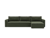 Newilla sovesofa med chaiselong i 413 Esina Olive Green, set forfra