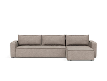Newilla sovesofa med chaiselong i 472 Yuveno Warm Grey, set forfra