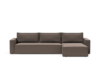 Newilla sovesofa med chaiselong i 530 Bouclé Taupe, set forfra
