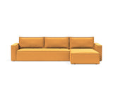 Newilla sovesofa med chaiselong i 536 Bouclé Ochre, set forfra