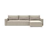 Newilla sovesofa med chaiselong i 539 Bouclé Beige, set forfra