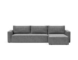 Newilla sovesofa med chaiselong i 563 Twist Charcoal, set forfra