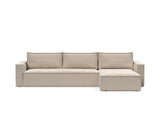 Newilla sovesofa med chaiselong i 612 Blida Sand Grey, set forfra