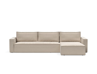 Newilla sovesofa med chaiselong i 612 Blida Sand Grey, set forfra
