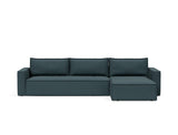 Newilla sovesofa med chaiselong i 851 Mahoga Dark Blue, set forfra