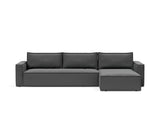 Newilla sovesofa med chaiselong i 852 Mahoga Seal Grey, set forfra