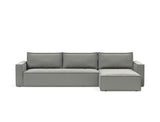 Newilla sovesofa med chaiselong i 853 Mahoga Dove Grey, set forfra