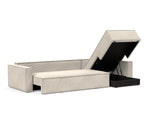 Newilla sovesofa med chaiselong i 594 Corduroy Ivory, med åben opbevaring