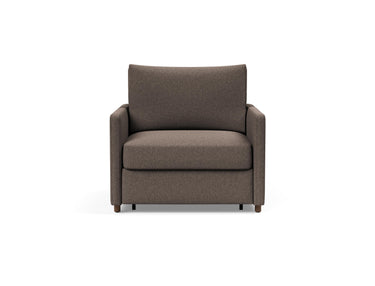 Neah stol med slim armlæn i 530 Bouclé Taupe, set forfra