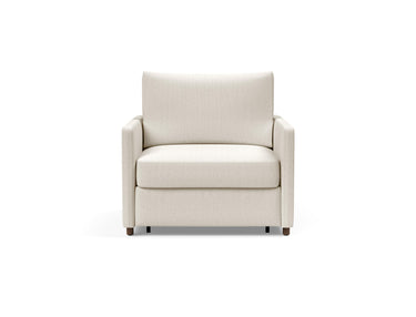 Neah stol med slim armlæn i 531 Bouclé Off White, set forfra
