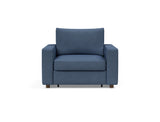 Neah stol med standard armlæn i 302 Weda Blue, set forfra