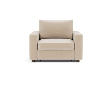 Neah stol med standard armlæn i 410 Esina Almond, set forfra