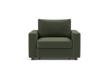 Neah stol med standard armlæn i 413 Esina Olive Green, set forfra