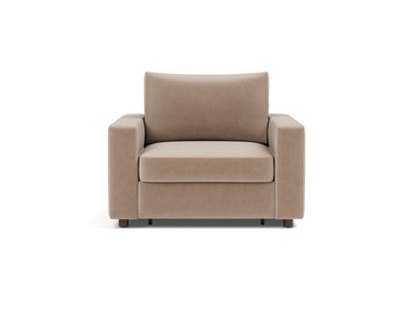 Neah stol med standard armlæn i 417 Esina Mocha, set forfra