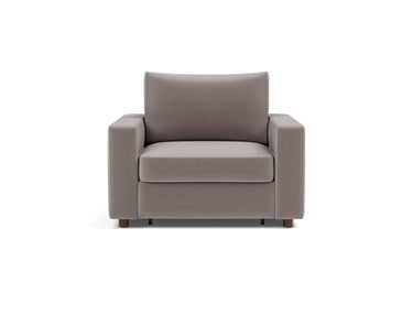 Neah stol med standard armlæn i 418 Esina Truffle, set forfra