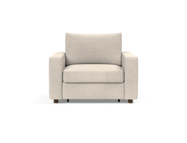 Neah stol med standard armlæn i 594 Corduroy Ivory, set forfra
