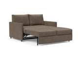 Neah 140 sovesofa med slim armlæn i 411 Esina Cedar Brown, med sædet trukket ud som lounger