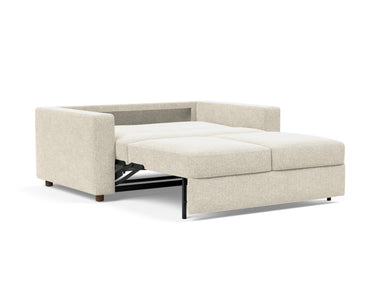 Neah 140 sovesofa med standard armlæn i 357 Taura Off White, slået ud til seng