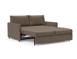 Neah 160 sovesofa med slim armlæn i 411 Esina Cedar Brown, med sædet trukket ud som lounger