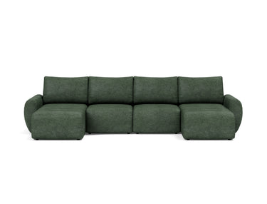 Norum sovesofa U-form med Curve armlæn i 281 Avella Pine Green, set forfra