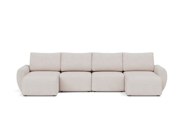 Norum sovesofa U-form med Curve armlæn i 300 Weda Sand, set forfra