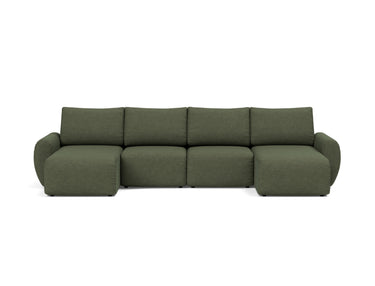 Norum sovesofa U-form med Curve armlæn i 353 Taura Forest, set forfra