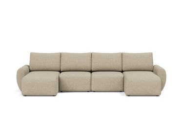 Norum sovesofa U-form med Curve armlæn i 356 Taura Sand, set forfra