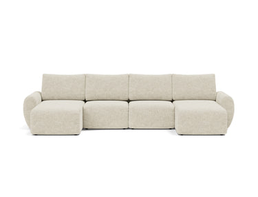 Norum sovesofa U-form med Curve armlæn i 357 Taura Off White, set forfra