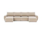 Norum sovesofa U-form med Curve armlæn i 410 Esina Almond, set forfra