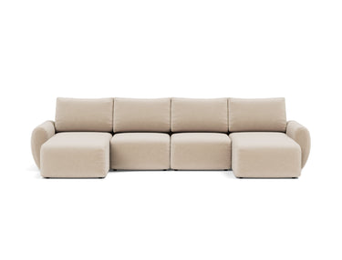 Norum sovesofa U-form med Curve armlæn i 410 Esina Almond, set forfra