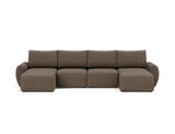 Norum sovesofa U-form med Curve armlæn i 411 Esina Cedar Brown, set forfra