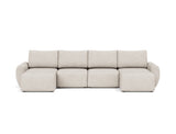 Norum sovesofa U-form med Curve armlæn i 470 Yuveno Natural, set forfra