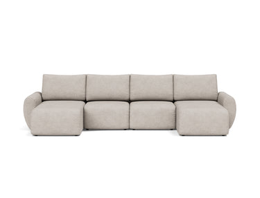 Norum sovesofa U-form med Curve armlæn i 471 Yuveno Sand, set forfra