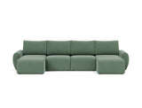 Norum sovesofa U-form med Curve armlæn i 518 Elegance Green, set forfra