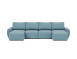 Norum sovesofa U-form med Curve armlæn i 525 Mixed Dance Light Blue, set forfra